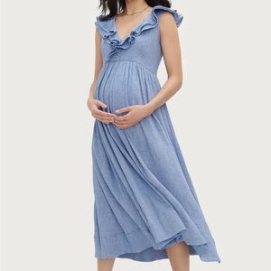Hatch maternity the Sarah dress in steel blue, size 2, NWT
